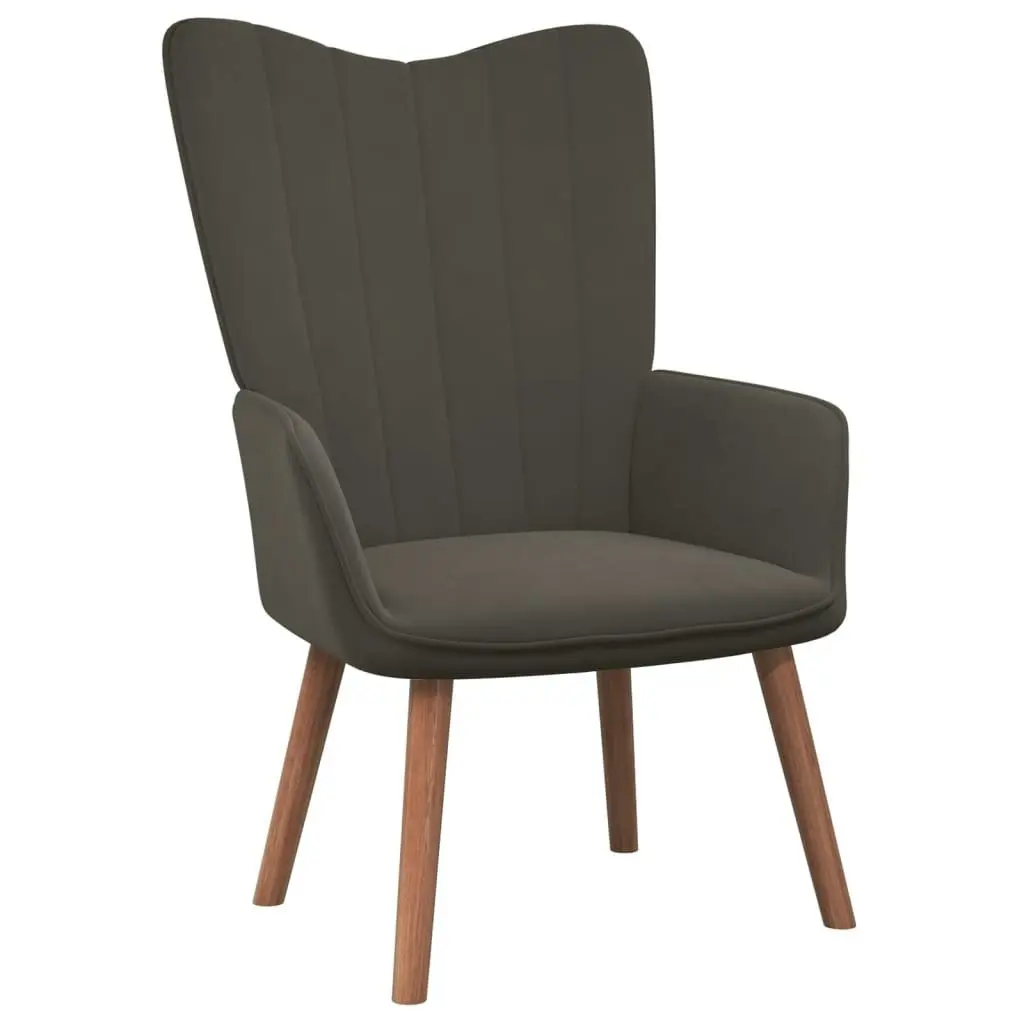 Relaxing Chair with a Stool Dark Grey Velvet 327667