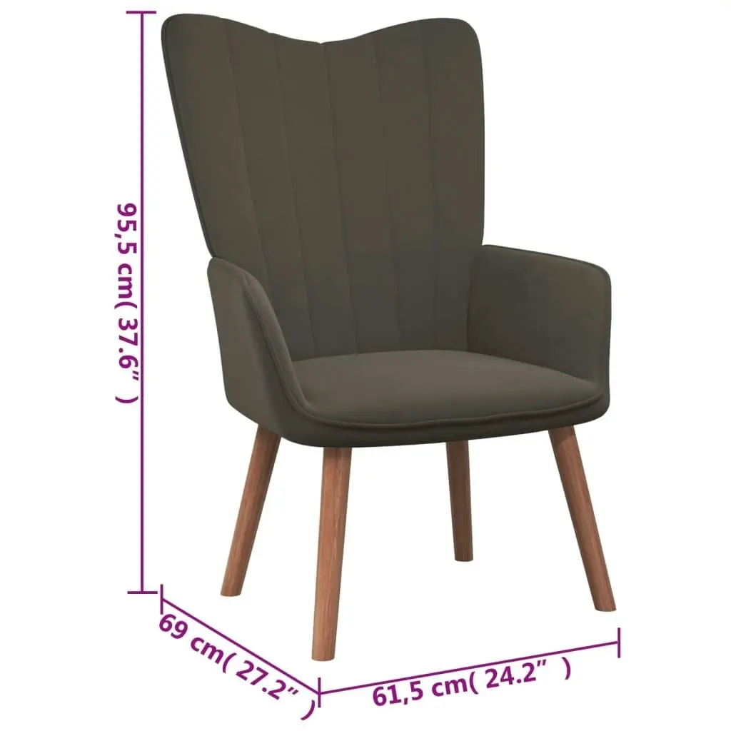 Relaxing Chair with a Stool Dark Grey Velvet 327667