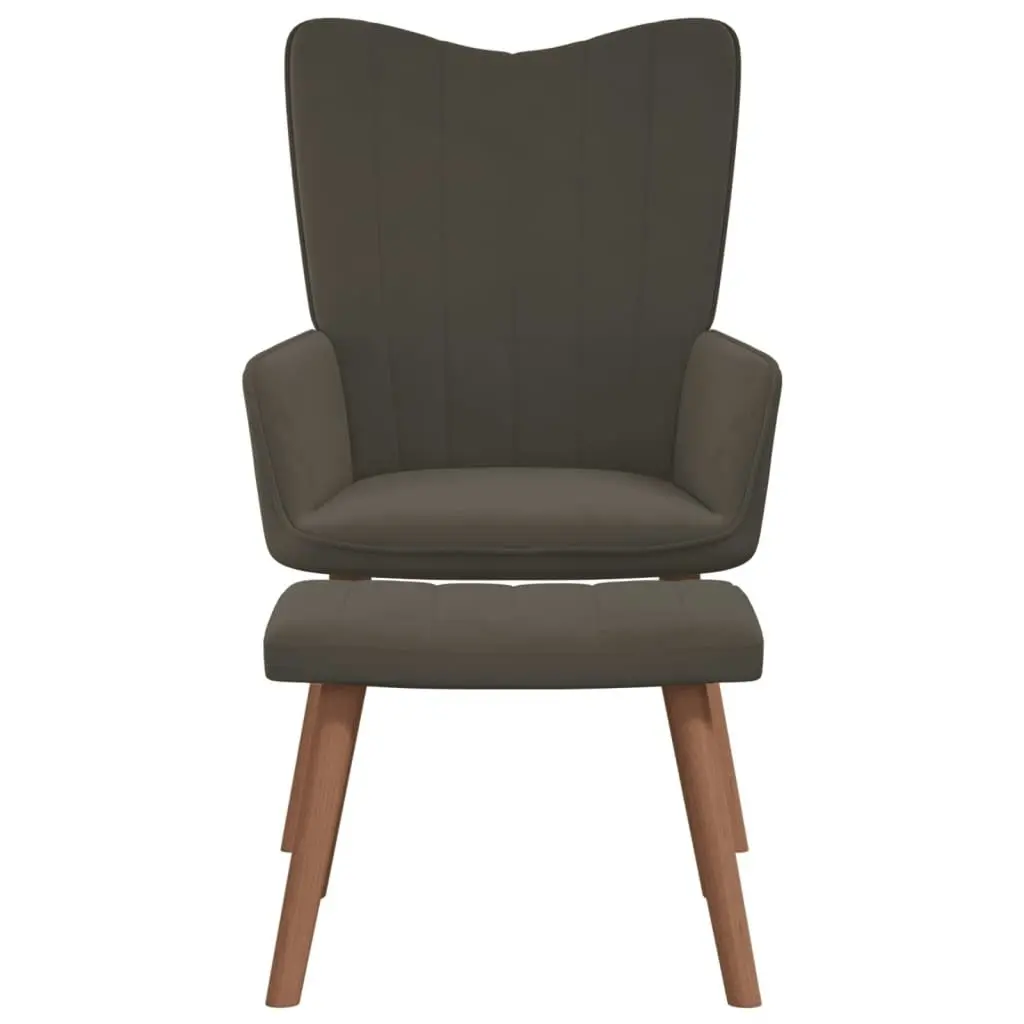 Relaxing Chair with a Stool Dark Grey Velvet 327667