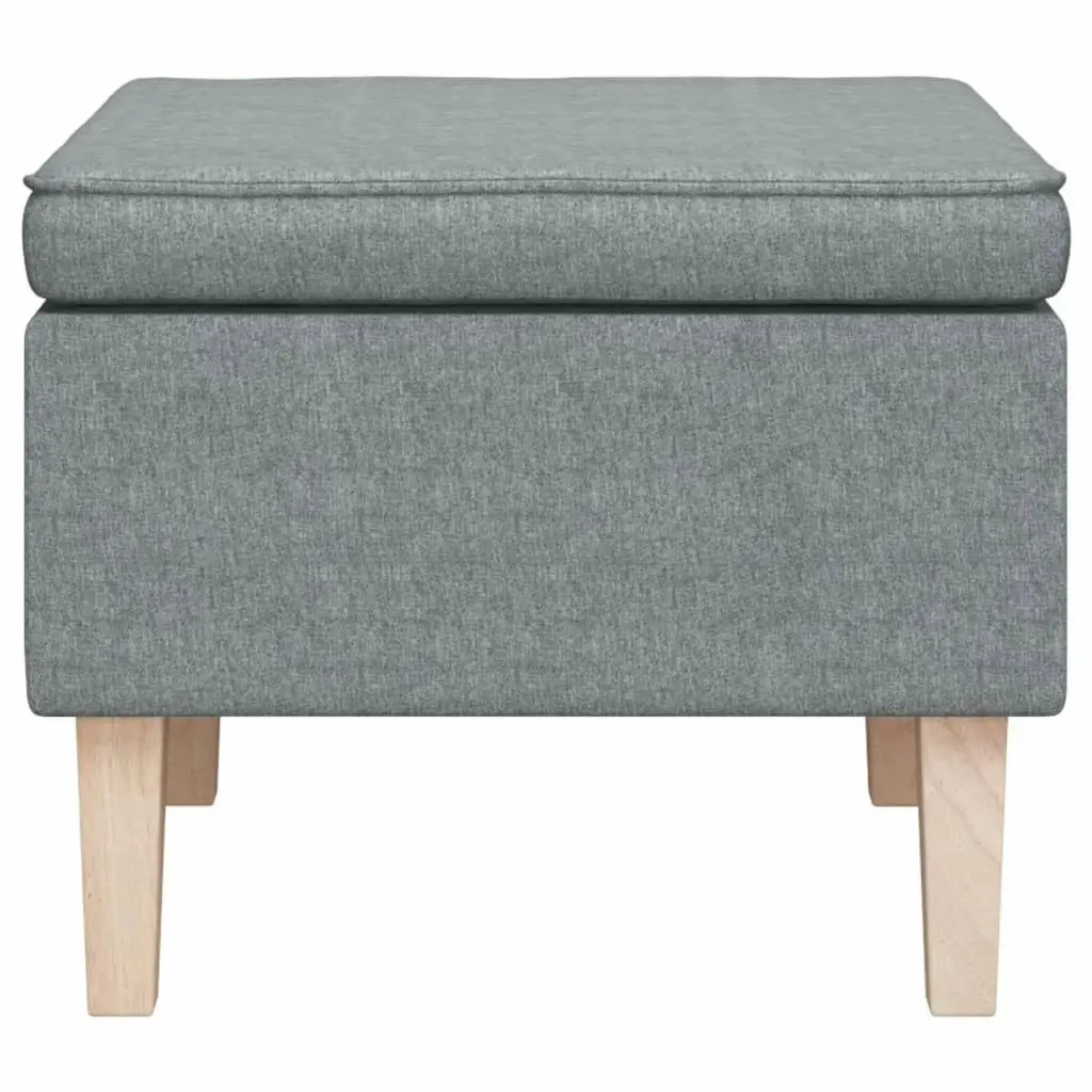 Stool with Wooden Legs Light Grey Fabric 329425