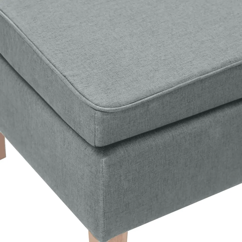 Stool with Wooden Legs Light Grey Fabric 329425