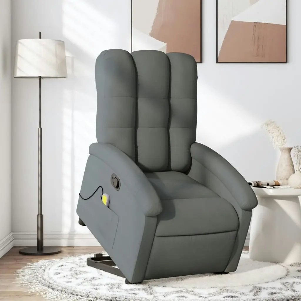 Stand up Massage Recliner Chair Dark Grey Fabric 3205401