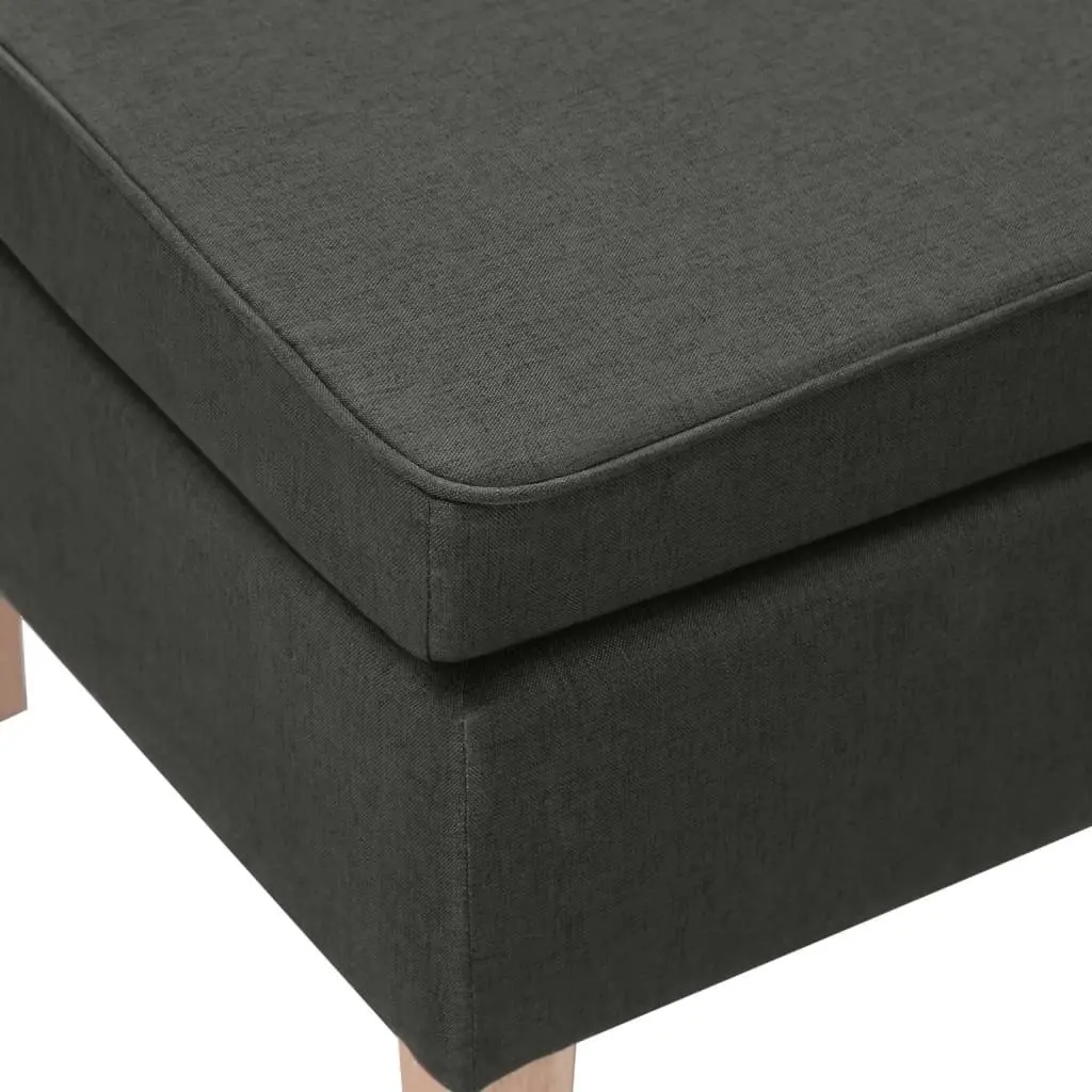 Stool with Wooden Legs Dark Grey Fabric 329426