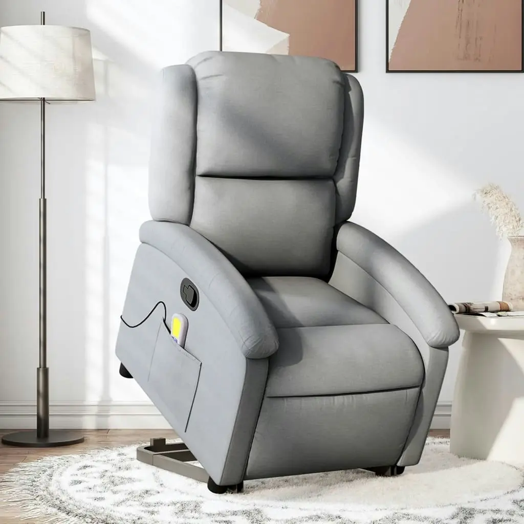 Stand up Massage Recliner Chair Light Grey Fabric 3205432