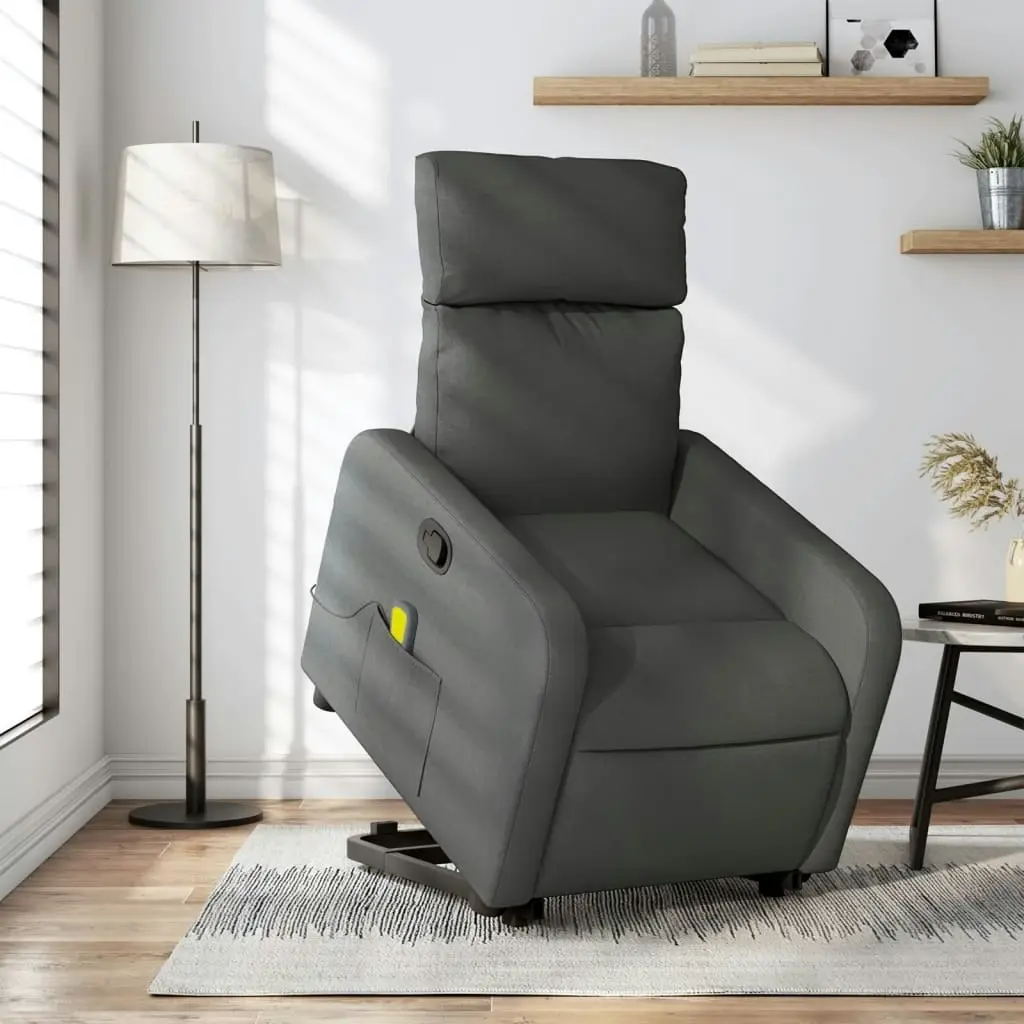 Stand up Massage Recliner Chair Dark Grey Fabric 3206870