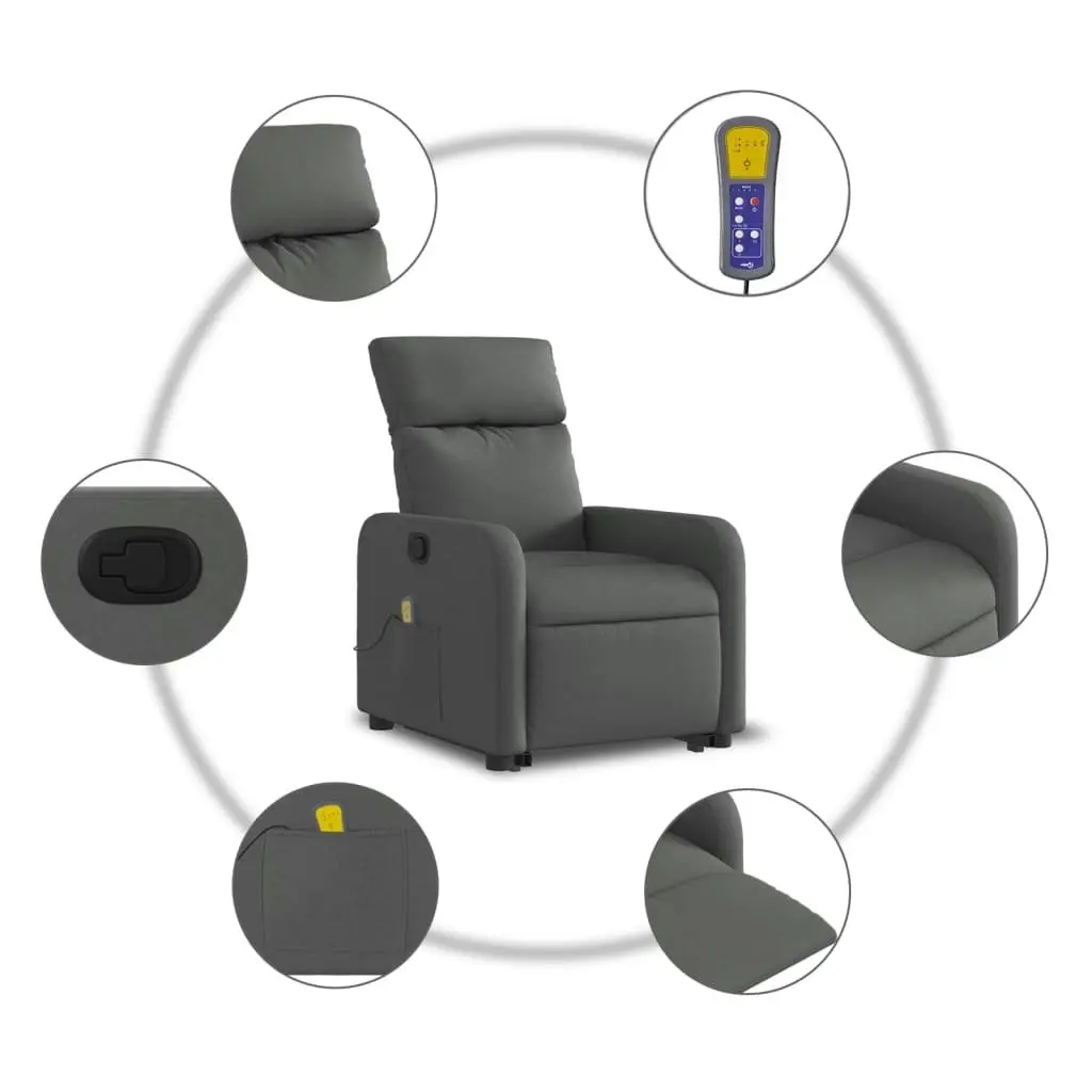 Stand up Massage Recliner Chair Dark Grey Fabric 3206870