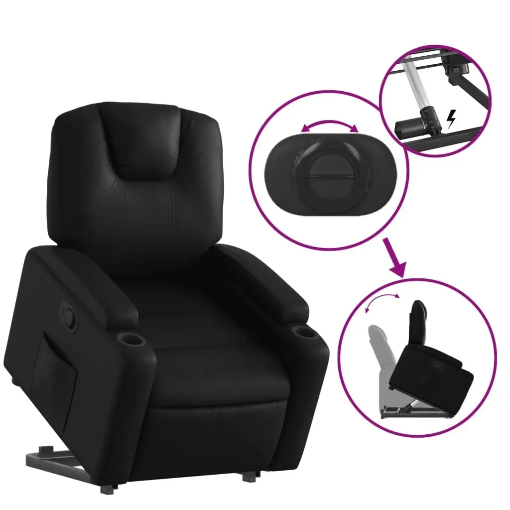 Stand up Recliner Chair Black Faux Leather 3205552