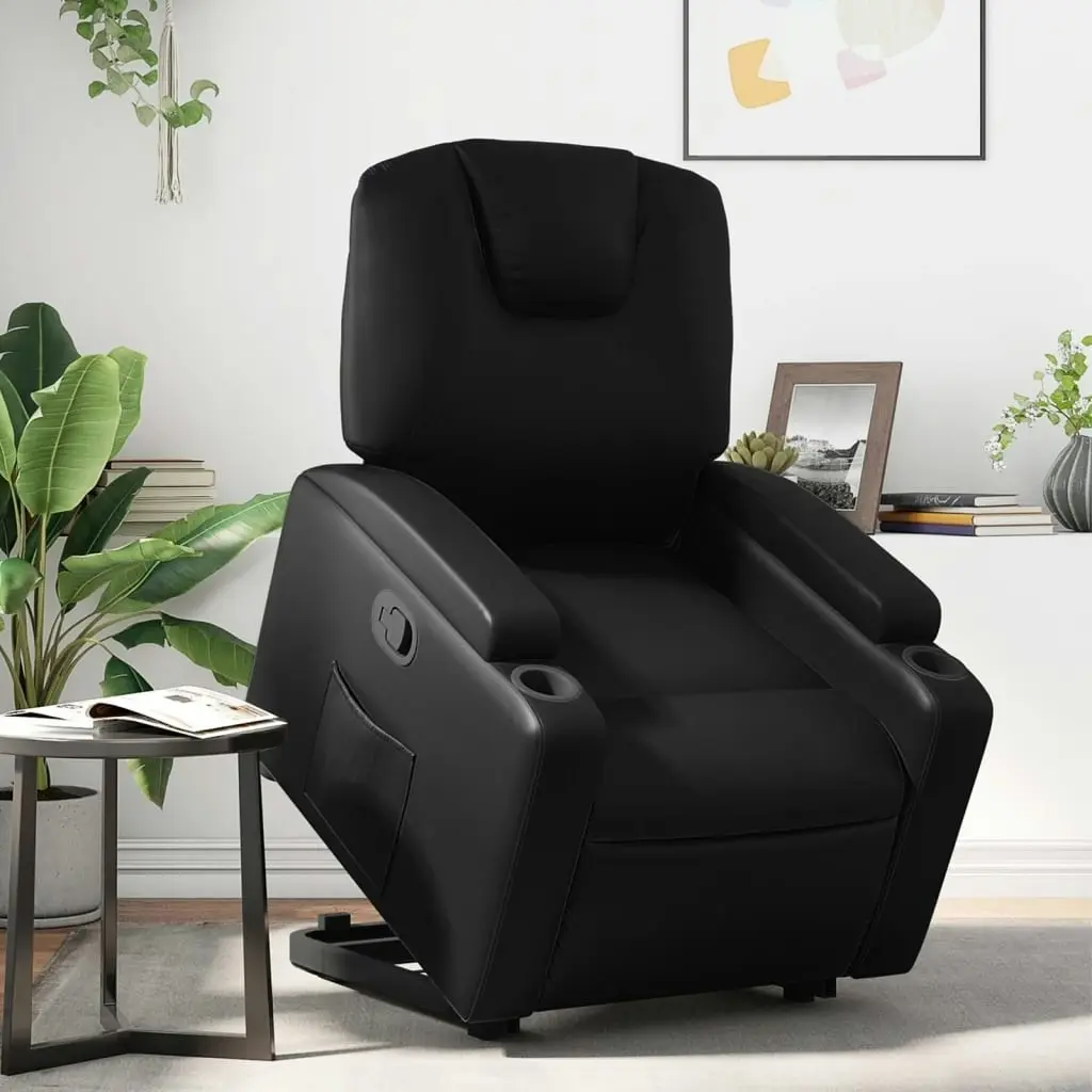 Stand up Recliner Chair Black Faux Leather 3205552