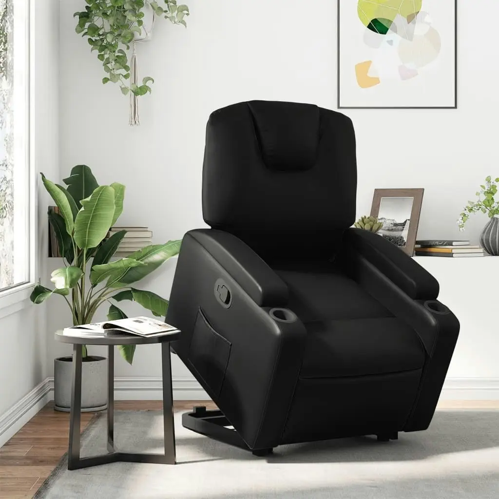 Stand up Recliner Chair Black Faux Leather 3205552