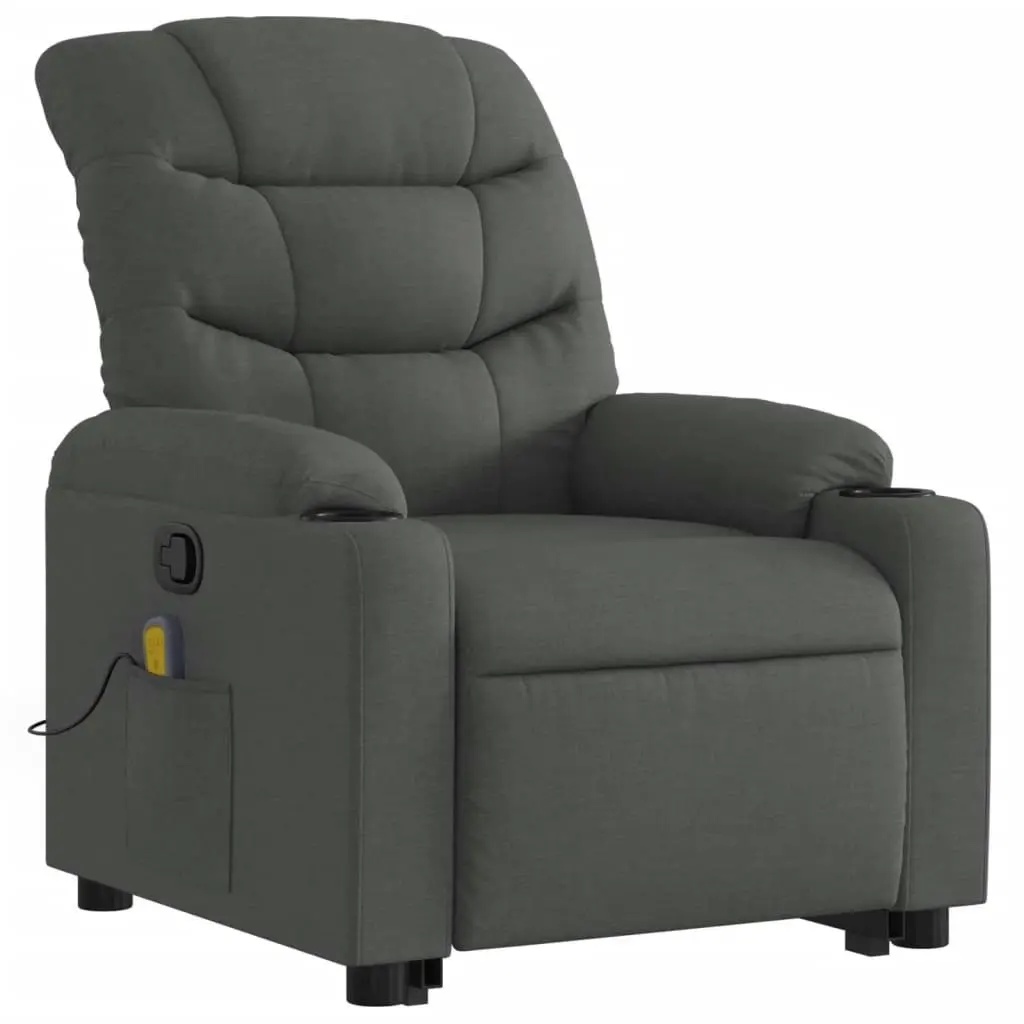 Stand up Massage Recliner Chair Dark Grey Fabric 3206858