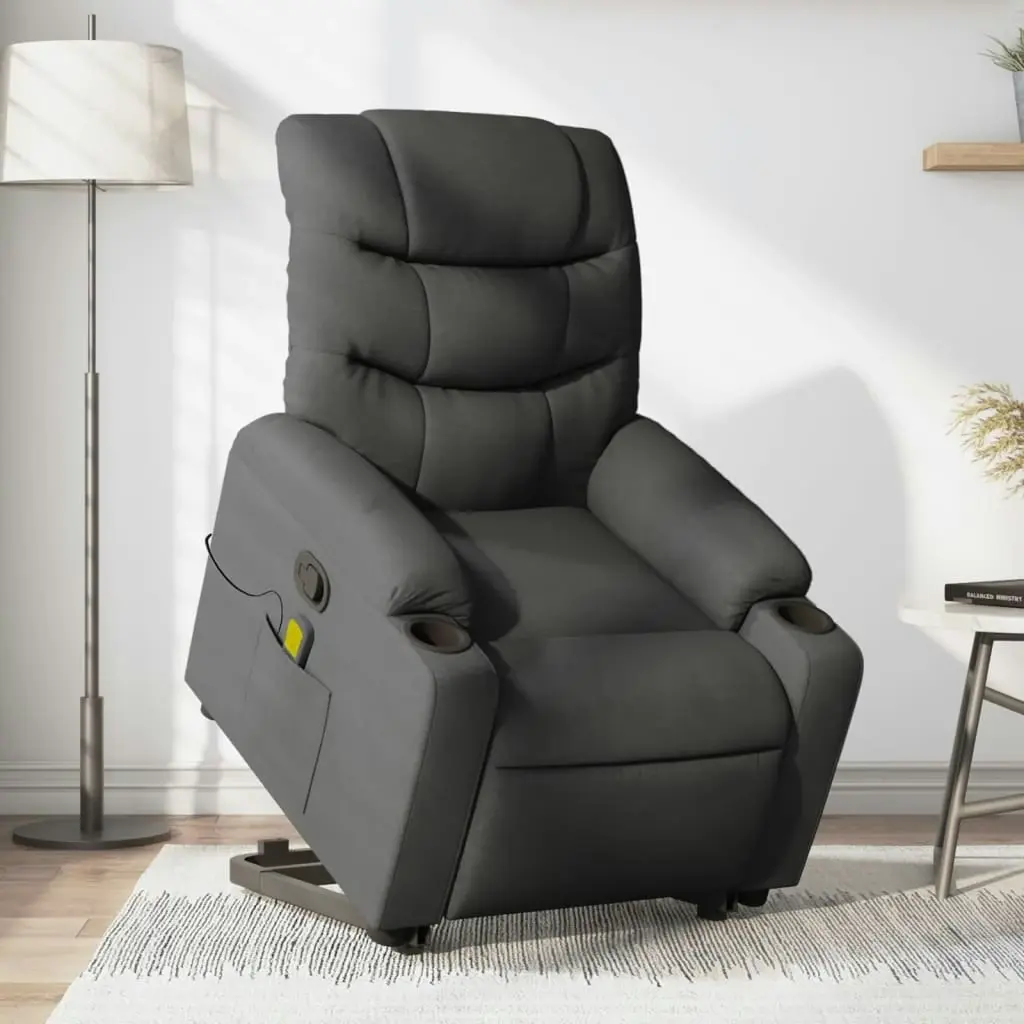 Stand up Massage Recliner Chair Dark Grey Fabric 3206858