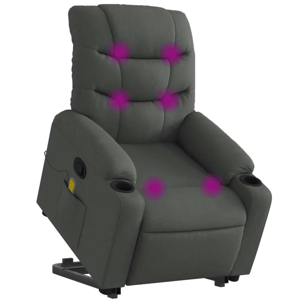 Stand up Massage Recliner Chair Dark Grey Fabric 3206858