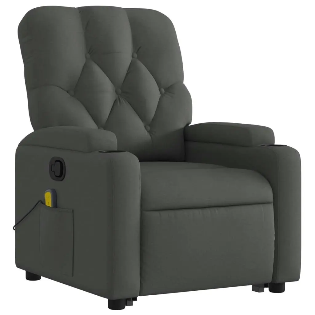 Stand up Massage Recliner Chair Dark Grey Fabric 3205671