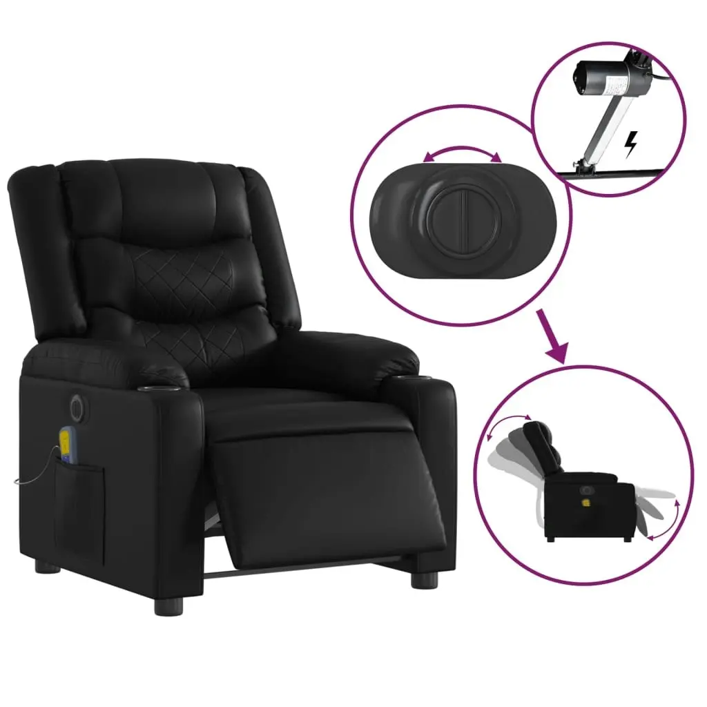 Stand up Massage Recliner Chair Black Faux Leather 3206833