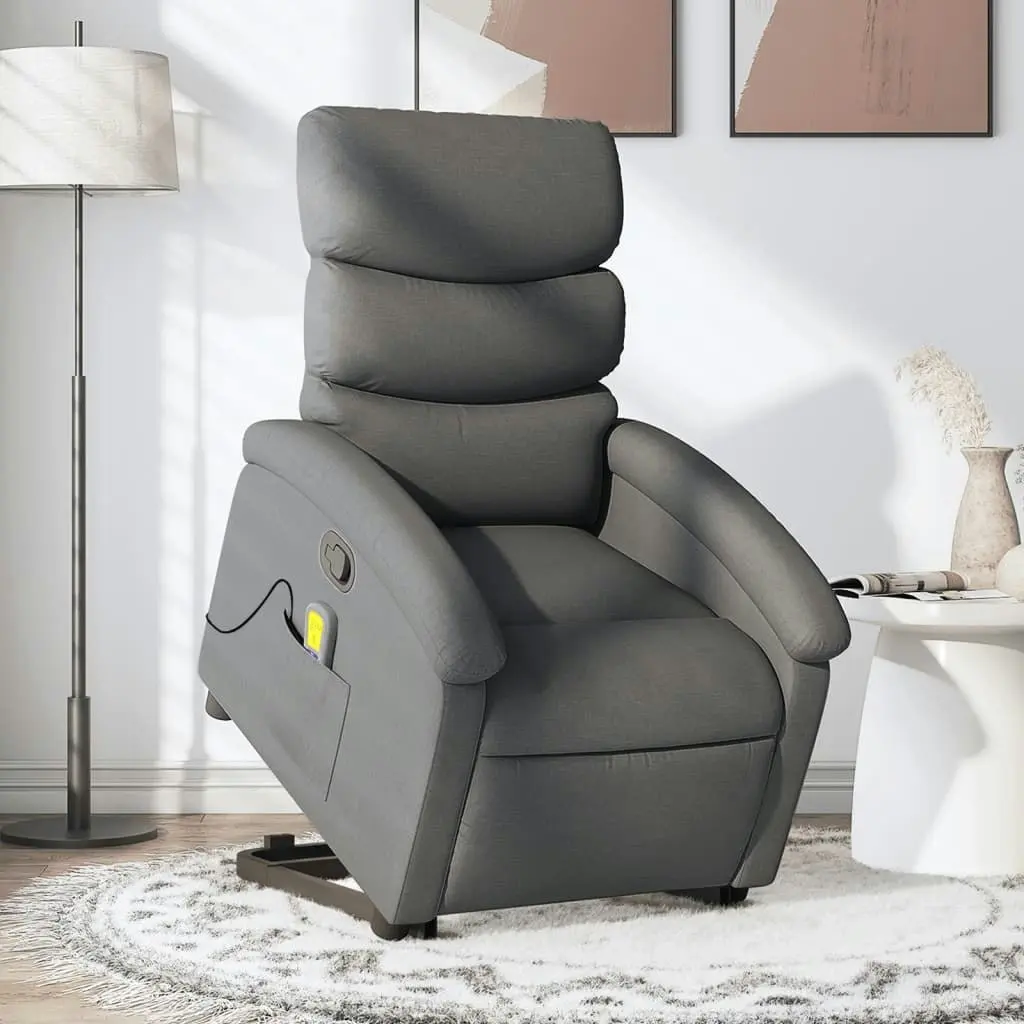 Stand up Massage Recliner Chair Dark Grey Fabric 3205371