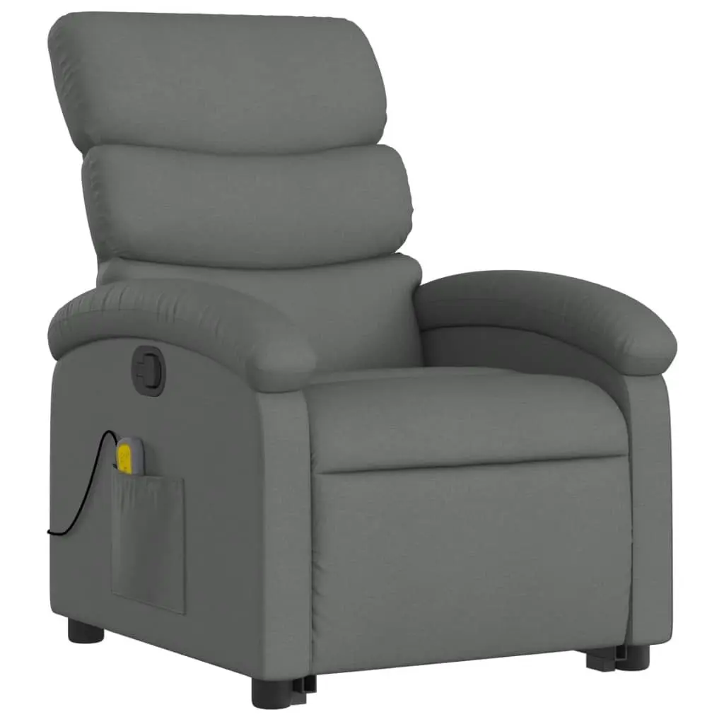 Stand up Massage Recliner Chair Dark Grey Fabric 3205371