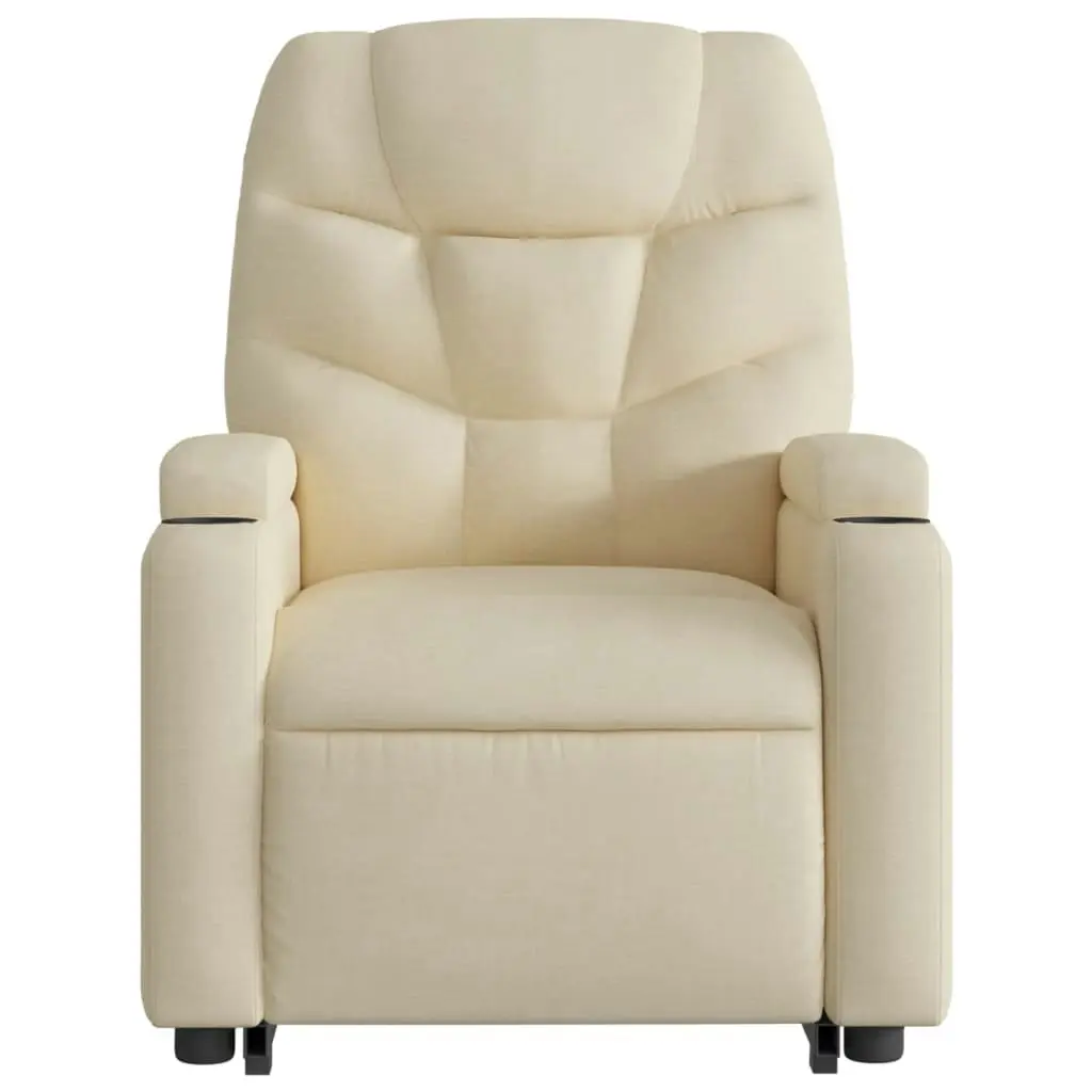 Stand up Massage Recliner Chair Cream Fabric 3205631