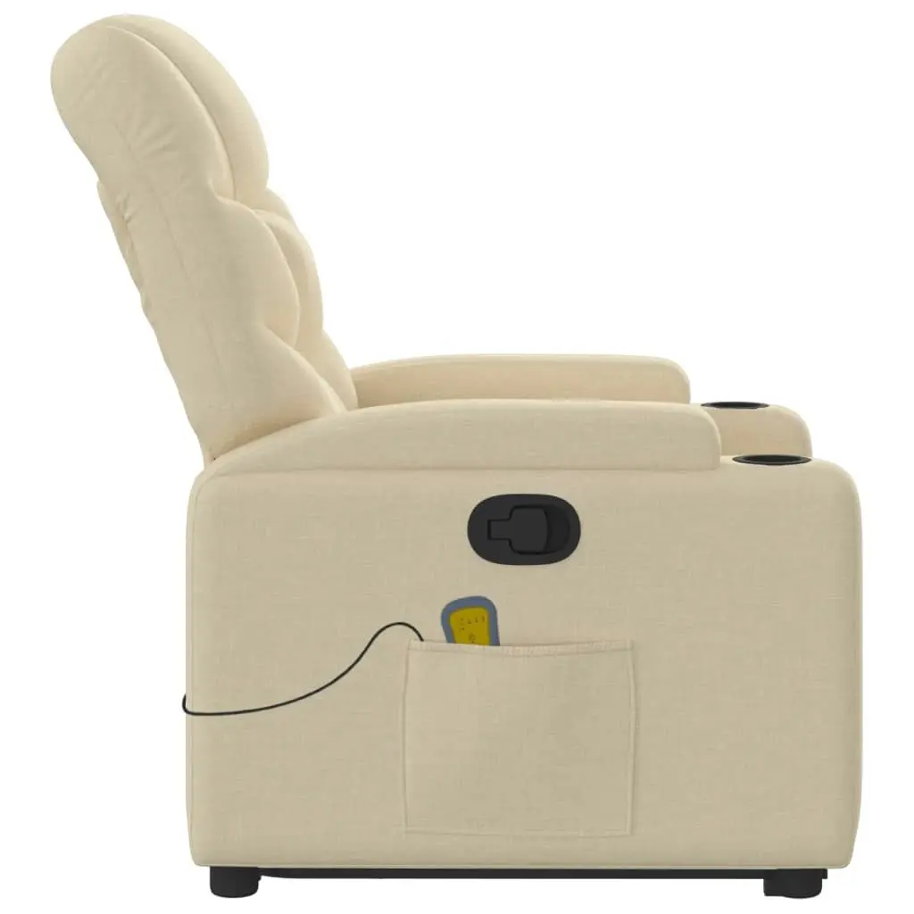 Stand up Massage Recliner Chair Cream Fabric 3205631