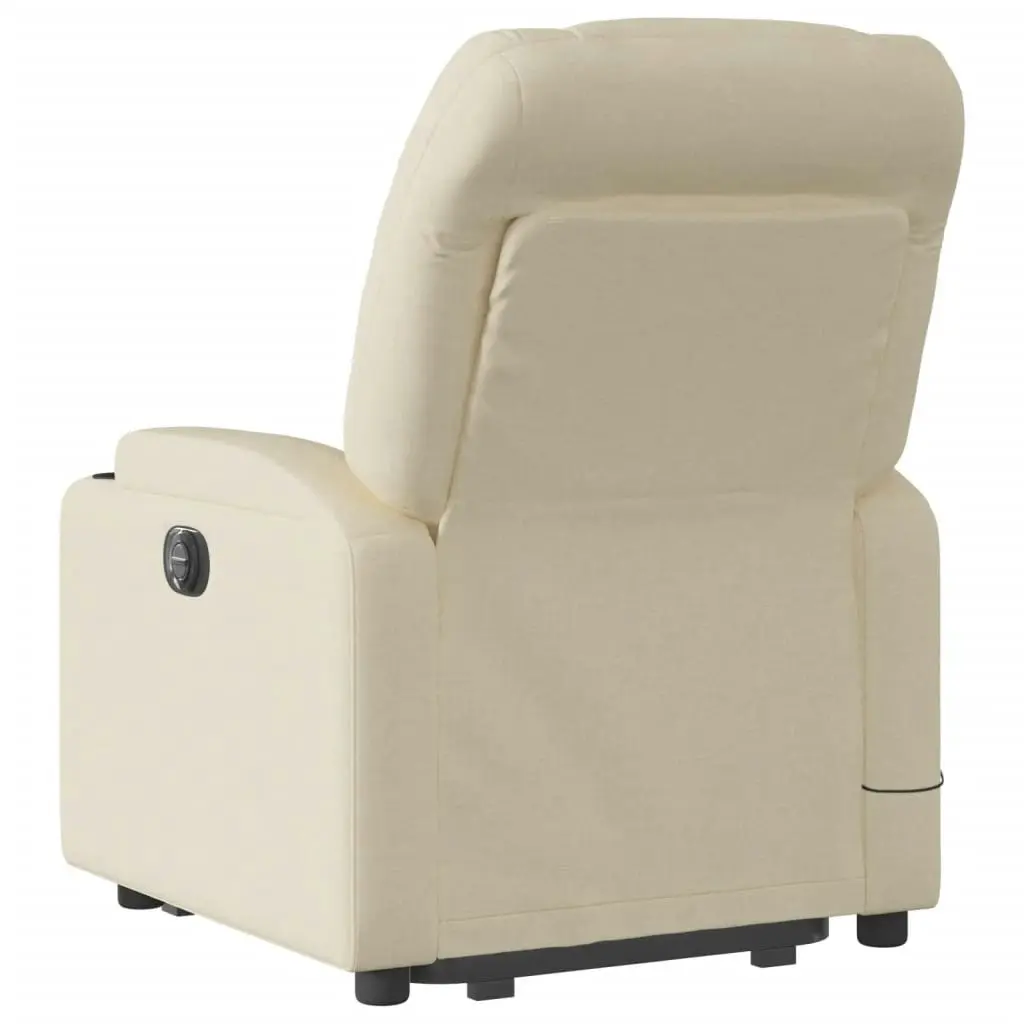 Stand up Massage Recliner Chair Cream Fabric 3205631