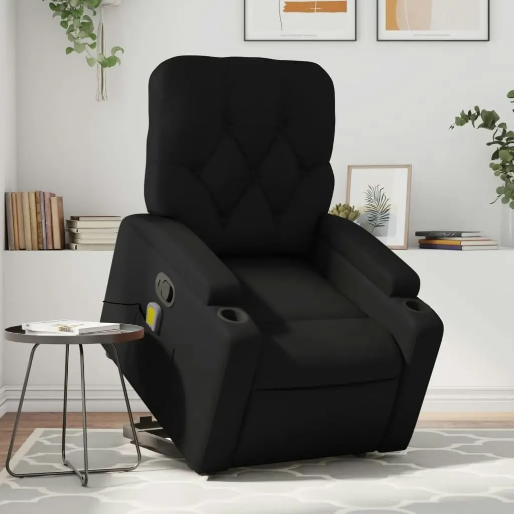 Stand up Massage Recliner Chair Black Faux Leather 3205678