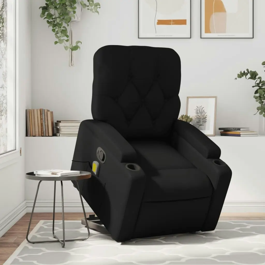 Stand up Massage Recliner Chair Black Faux Leather 3205678