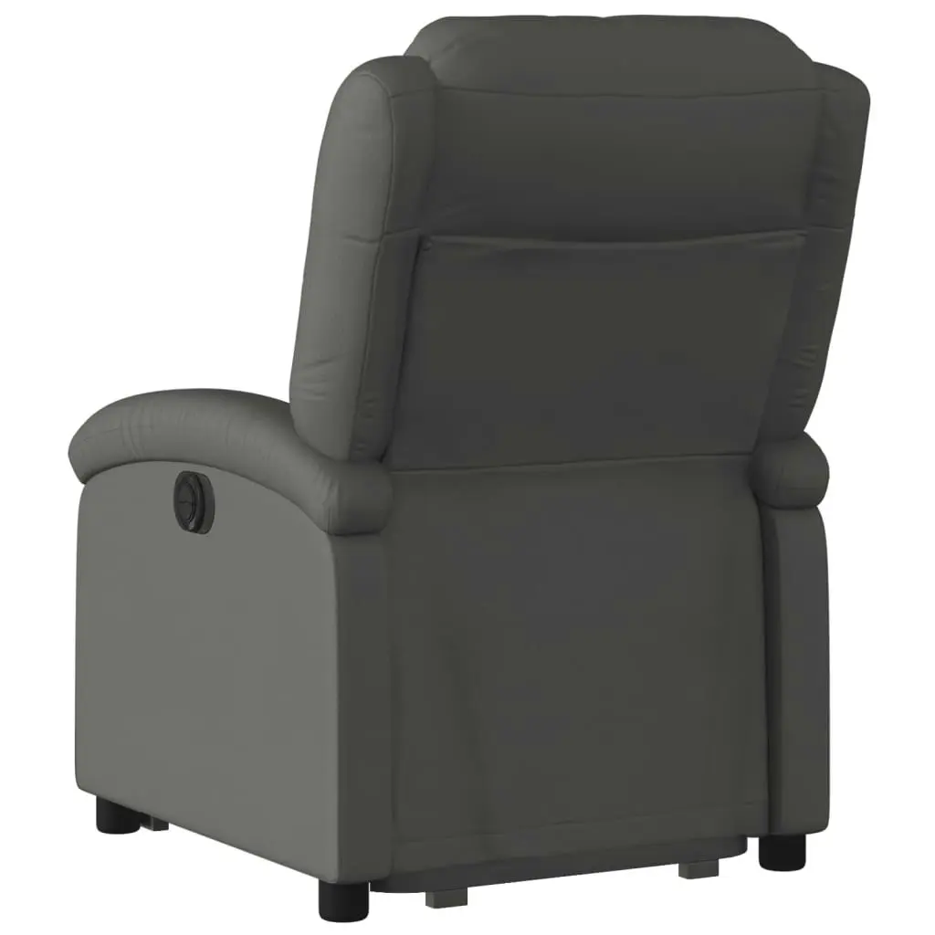 Stand up Recliner Chair Grey Real Leather 3205482