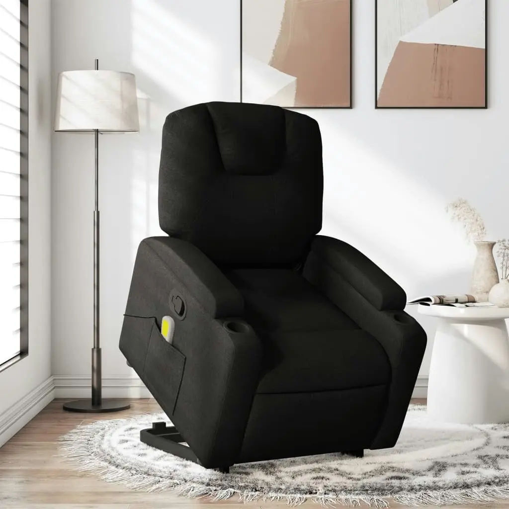 Stand up Massage Recliner Chair Black Fabric 3205530