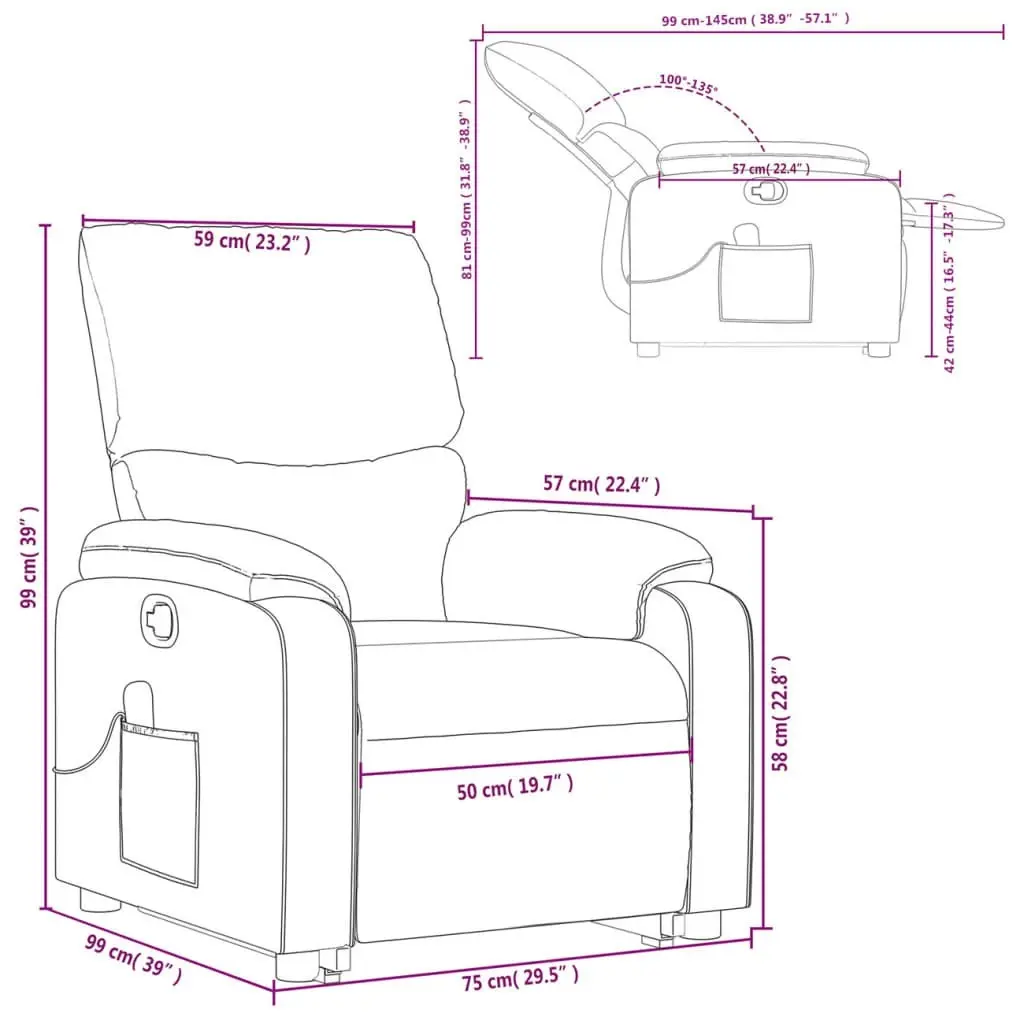 Stand up Massage Recliner Chair Black Faux Leather 3205716