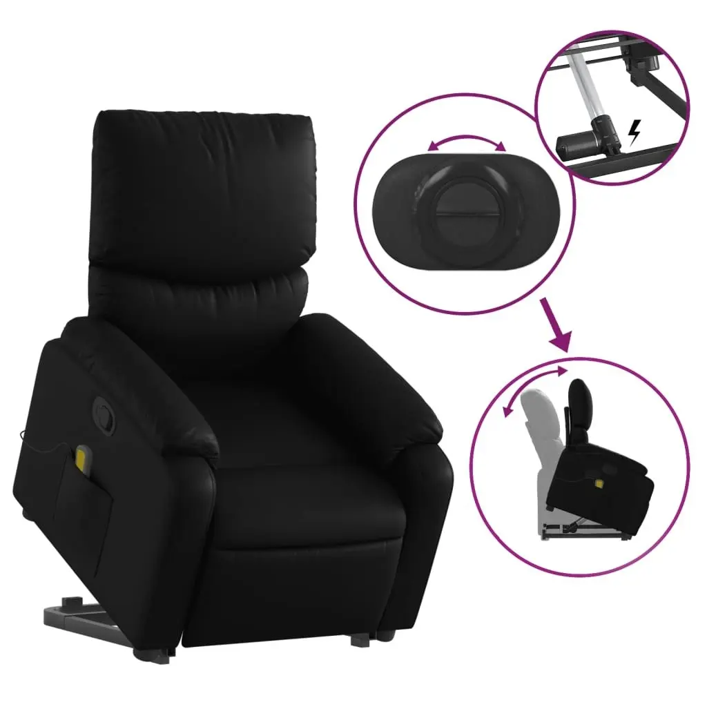 Stand up Massage Recliner Chair Black Faux Leather 3205716