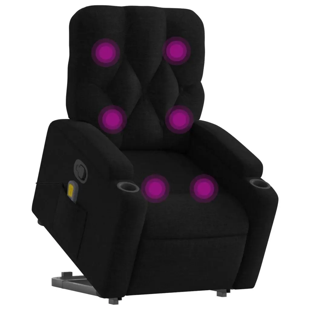 Stand up Massage Recliner Chair Black Fabric 3205672