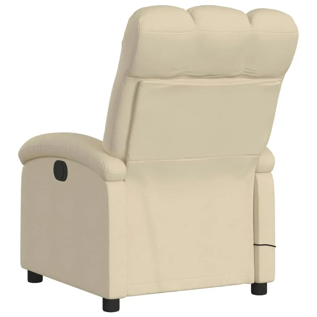 Massage Recliner Chair Cream Fabric 371748