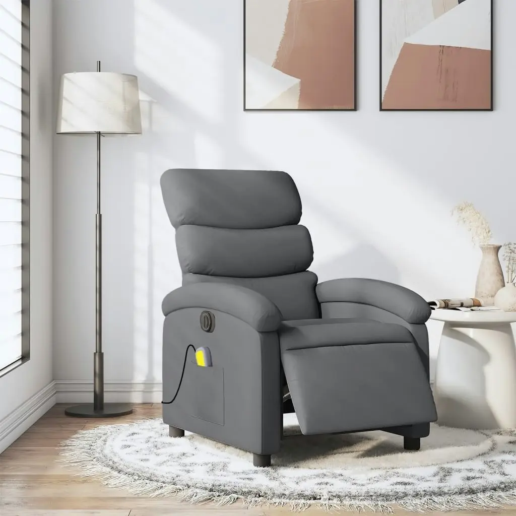 Electric Massage Recliner Chair Dark Grey Fabric 3205368