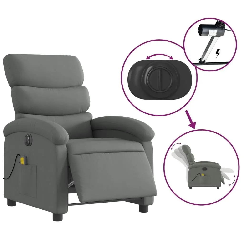 Electric Massage Recliner Chair Dark Grey Fabric 3205368