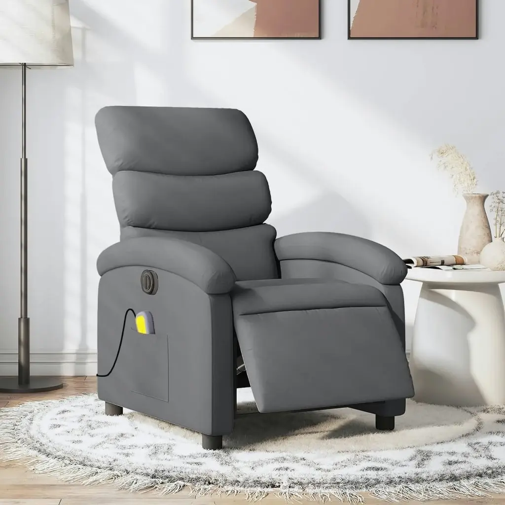 Electric Massage Recliner Chair Dark Grey Fabric 3205368