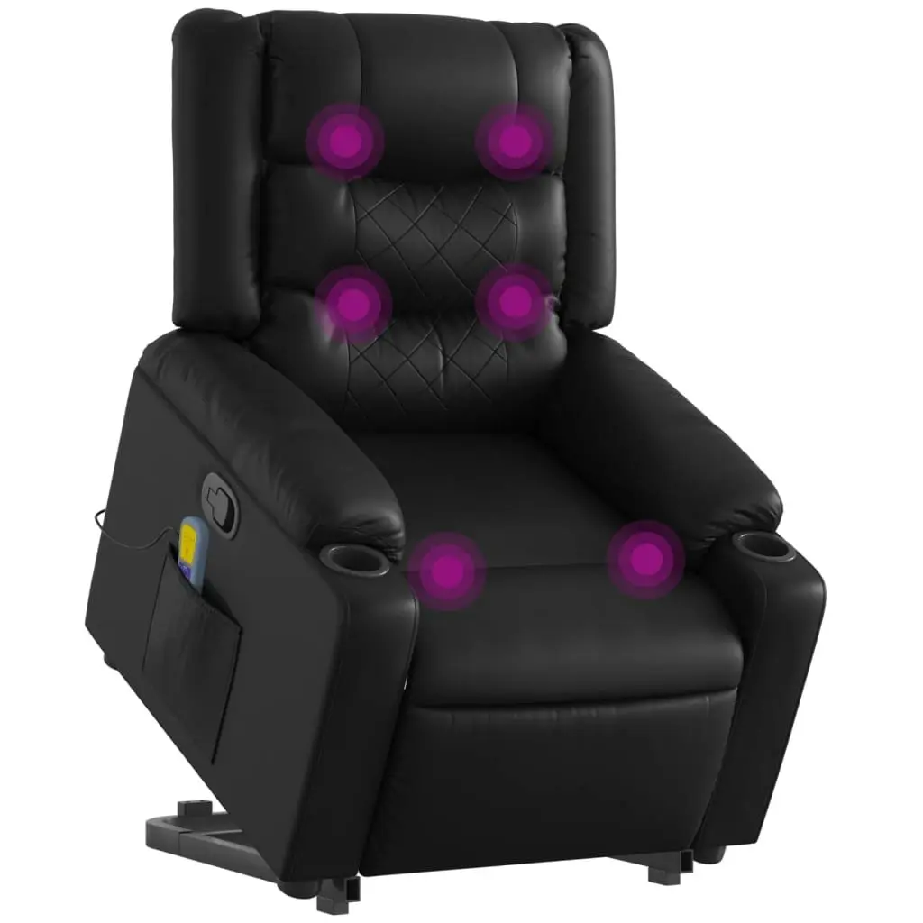 Electric Massage Recliner Chair Black Faux Leather 3206832