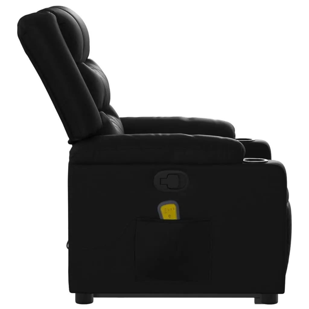 Electric Massage Recliner Chair Black Faux Leather 3206832