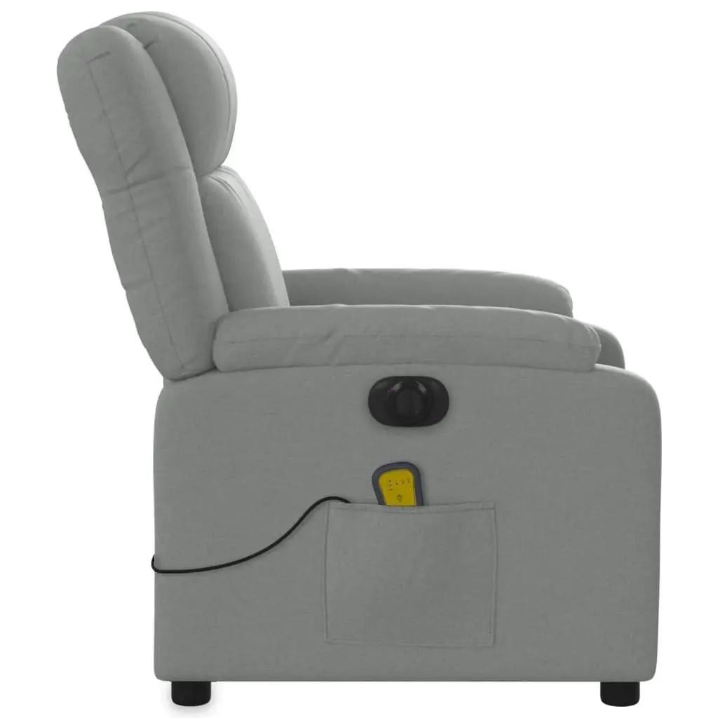 Electric Massage Recliner Chair Light Grey Fabric 3205755