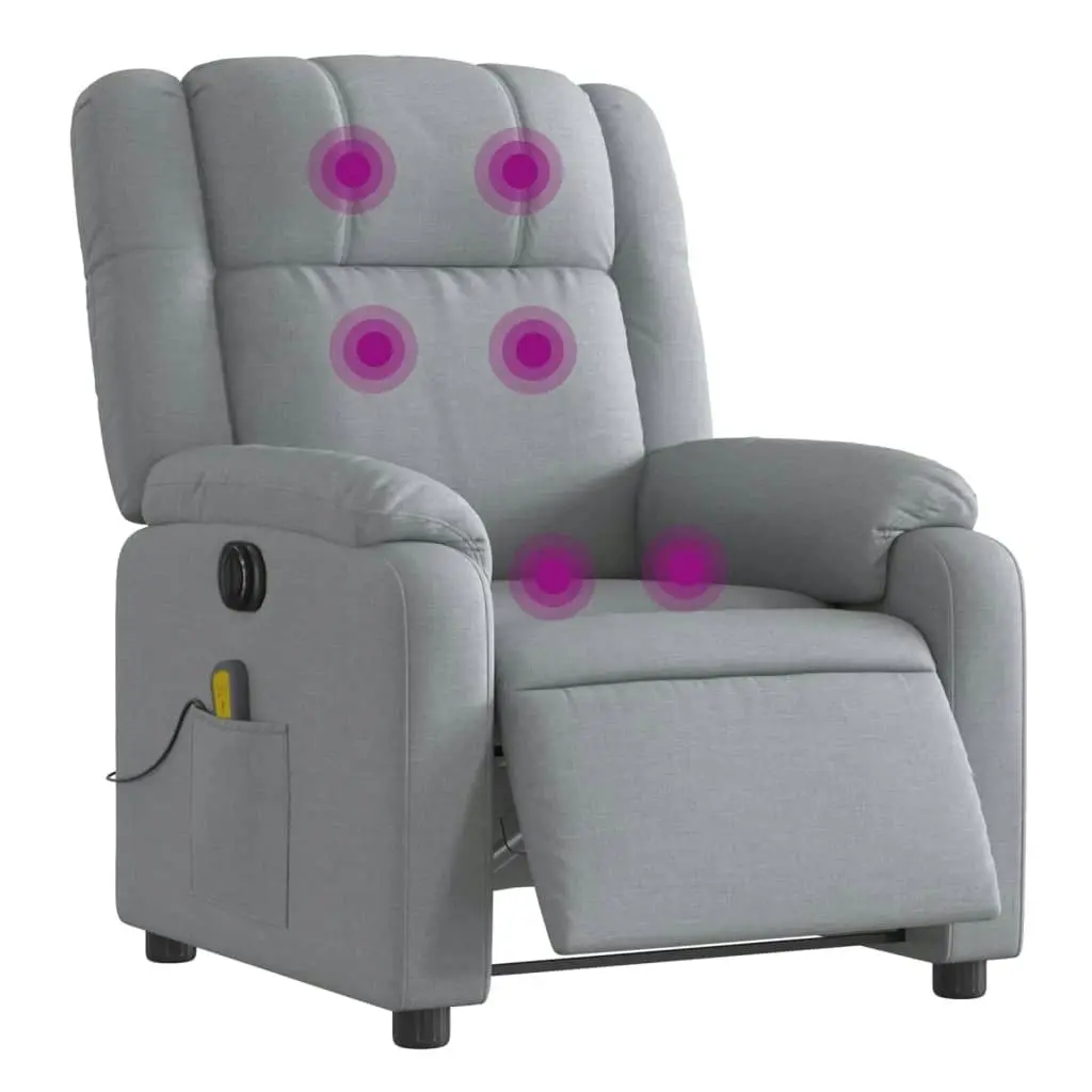 Electric Massage Recliner Chair Light Grey Fabric 3205755