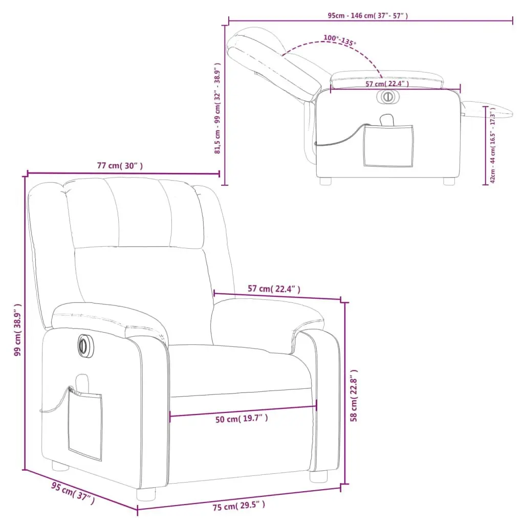 Electric Massage Recliner Chair Light Grey Fabric 3205755