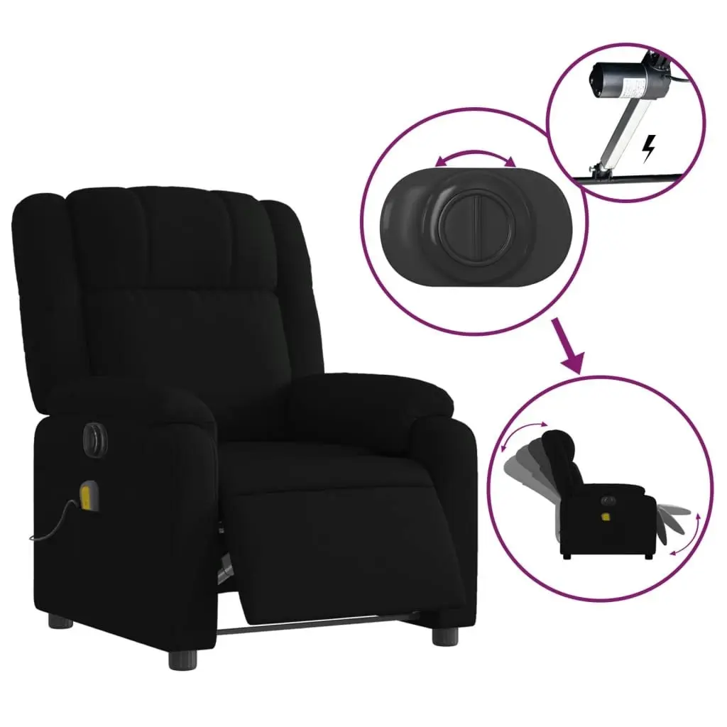 Electric Massage Recliner Chair Black Fabric 3205757