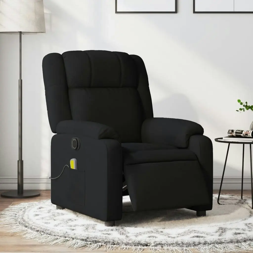 Electric Massage Recliner Chair Black Fabric 3205757