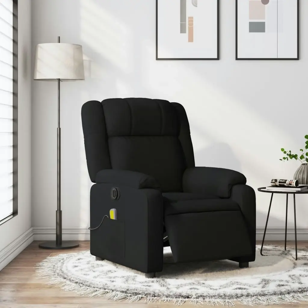 Electric Massage Recliner Chair Black Fabric 3205757