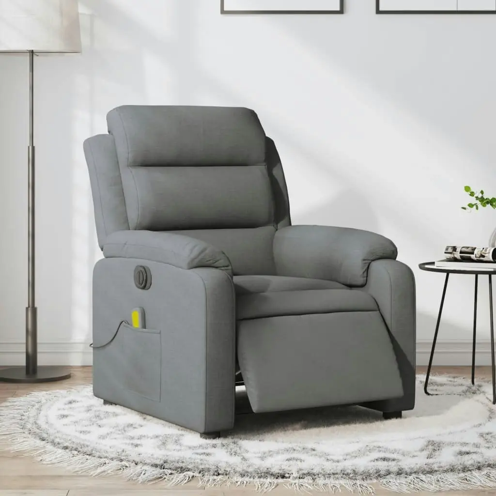 Electric Massage Recliner Chair Dark Grey Fabric 3205730