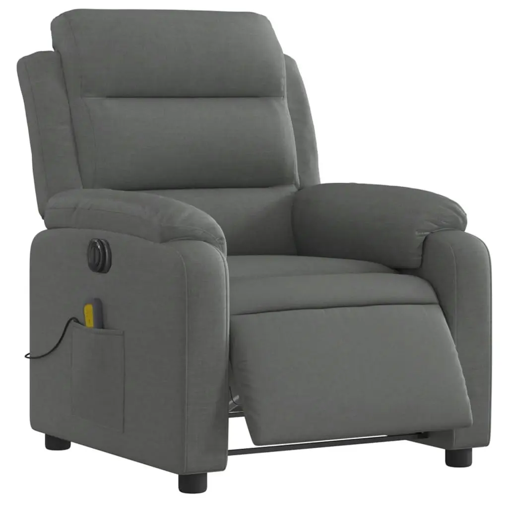 Electric Massage Recliner Chair Dark Grey Fabric 3205730