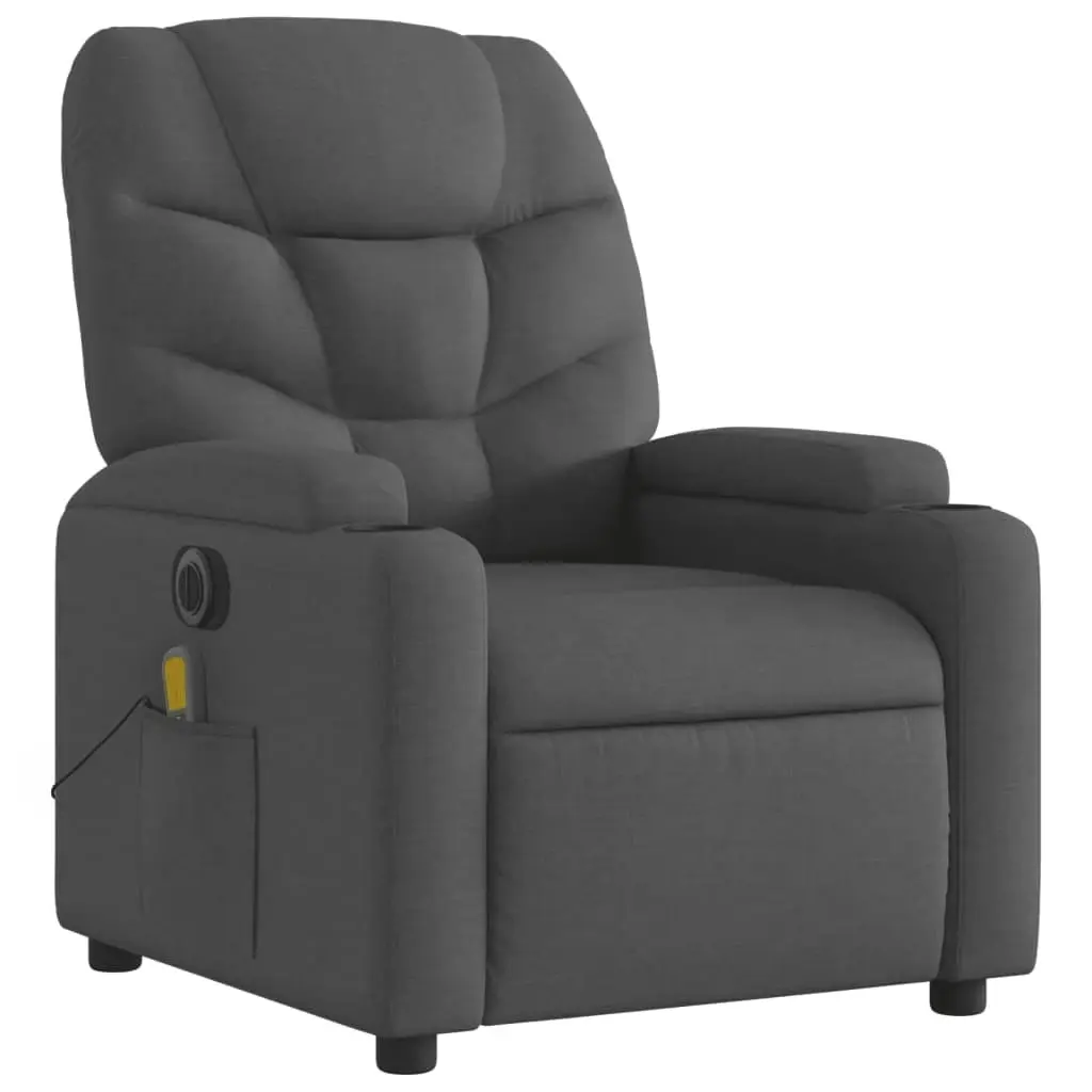 Electric Massage Recliner Chair Dark Grey Fabric 3205621