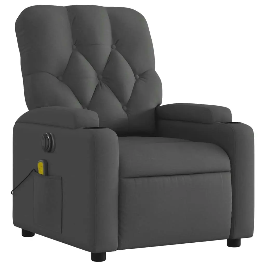 Electric Massage Recliner Chair Dark Grey Fabric 3205668