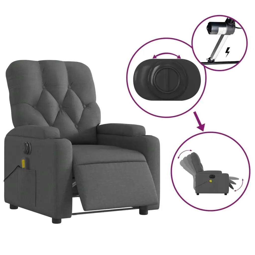 Electric Massage Recliner Chair Dark Grey Fabric 3205668