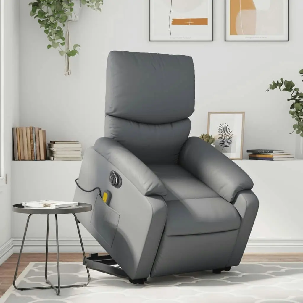 Electric Stand up Massage Recliner Chair Grey Faux Leather 3205719