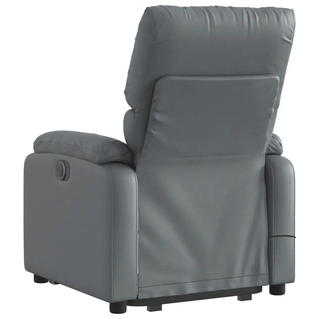 Electric Stand up Massage Recliner Chair Grey Faux Leather 3205719