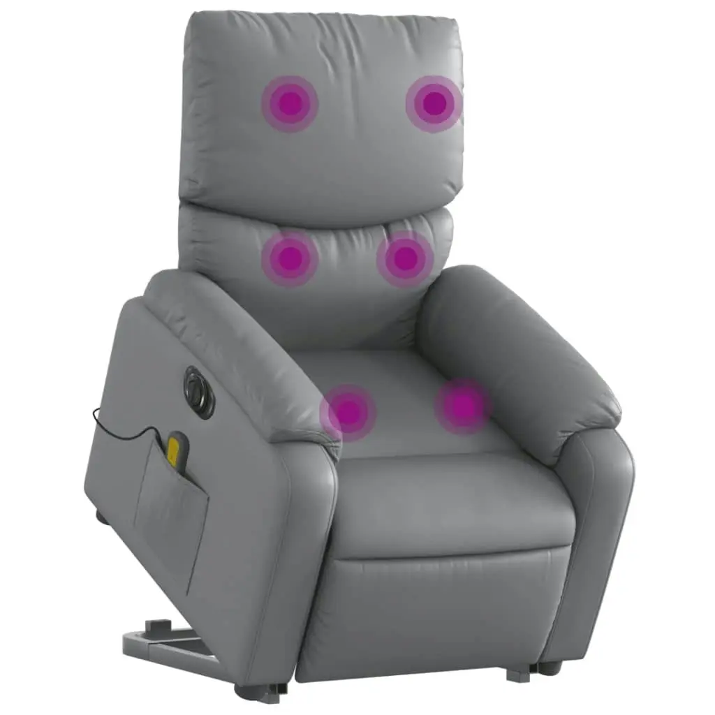 Electric Stand up Massage Recliner Chair Grey Faux Leather 3205719